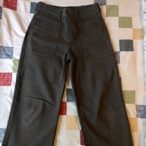 Just Black Denim olive green wide leg raw hem size 27